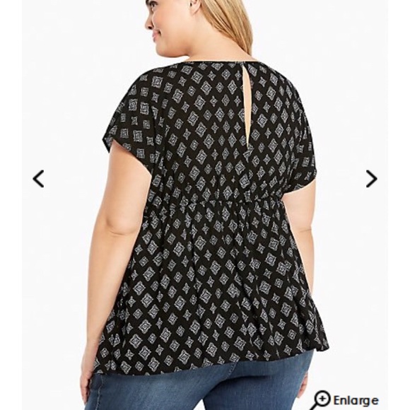 NWOT Torrid Black & White Babydoll Top - Picture 3 of 3